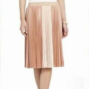 BCBG Max Azria Two-Tone Pink Pleated A-Line Elastic Waist Midi Skirt Sz. XS